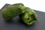 Two Green Bell Peppers Stock Photo