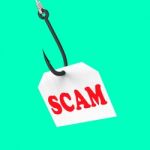 Scam On Hook Means Schemes Or Deceits Stock Photo