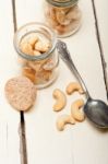 Cashew Nuts On A Glass Jar Stock Photo