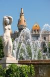 Barcelona, Spain/europe - June 1 : Statue And Fountain Placa De Stock Photo