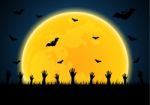 Halloween Zombie Hand Graveyard Bat Moon Stock Photo