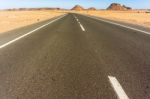 Road Through Sahara Desert In Egypt Stock Photo