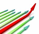 Red Right Arrow Ahead Shows Growth Stock Photo