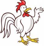Rooster Cockerel Waving Hello Cartoon Stock Photo