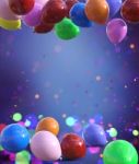 Colorful Balloons Decorated For Festive Background Design Stock Photo