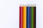 Colorful Color Pencil On White Background Stock Photo