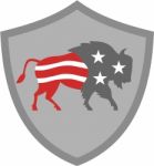 North American Bison Usa Flag Shield Retro Stock Photo
