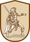 Centurion Roman Soldier Wielding Sword Cartoon Stock Photo
