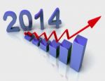 2014 Blue Bar Chart Shows Budget Stock Photo