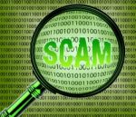 Computer Scam Means Scamming Processor And Magnifying Stock Photo
