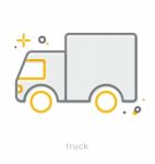 Thin Line Icons, Truck Stock Photo