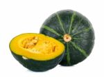 Green Pumpkin Isolated On The White Background Stock Photo
