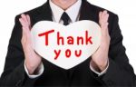 Businessman Holding Thank You Word Stock Photo