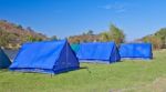 Camping Blue Tent Stock Photo