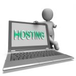 Hosting Laptop Shows Web Internet Or Website Host Stock Photo