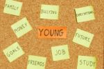 Young Concerns On A Cork Board Stock Photo