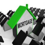 Mortgage House Means Debt And Repayments On Property Stock Photo
