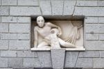 Sculpture Set Into A Wall In Bergamo Stock Photo