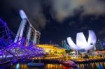 Cityscape Of Singapore At Marina Bay Stock Photo