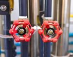 Double Red Valves Stock Photo