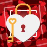 Hearts Lock Indicates In Love And Adoration Stock Photo