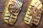 Grilled Vegetables On Bread Stock Photo