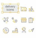 Thin Line Icons Set, Linear Symbols Set, Delivery Stock Photo