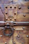 Old Rusty Door And Sliding Bolt In Citta Alta Bergamo Stock Photo