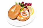 Salmon Bagel Sandwich Stock Photo