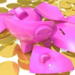 Broken Piggybank Showing Due Payments Stock Photo