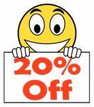 Twenty Percent Sign Shows Sale Discount Or 20 Off Stock Photo