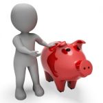 Piggybank Save Indicates Wealth Character And Earn 3d Rendering Stock Photo