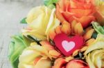 Heart And Roses With Colorful Stock Photo