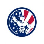 American Fitness Gym Usa Flag Icon Stock Photo