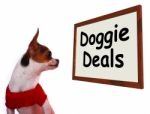 Doggie Deals Sign Stock Photo