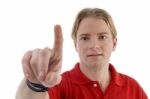 Man Pointing With Finger Stock Photo