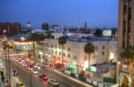 Los Angeles - Feb 9, 2014: View Of Hollywood Boulevard In Sunset Stock Photo