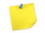 Yellow Note With Pin Stock Photo