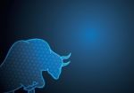 Bull Hexagonal Stock Market Blue Technology Background Stock Photo
