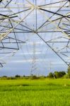 High Voltage Electricity Pylon Stock Photo