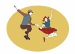 Swing Dancing Couple Stock Photo