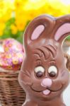 Easter Bunny Basket Of Eggs Stock Photo