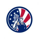 American Industrial Cleaner Usa Flag Icon Stock Photo