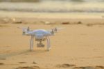 Ranong Thailand - March 20 : Dji Phantom 3 Pro Drone Approaching For Take Off On Sea Beach On March 20 , 2016 In Payam Island Ranong Thailand Stock Photo