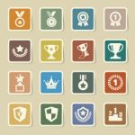 Trophy And Awards Icons Set Stock Photo