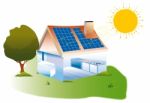 Solar Energy And Residential House Stock Photo