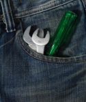 Tools In Jeans Pocket Stock Photo