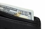 Closeup Hundred Dollars In Wallet Stock Photo