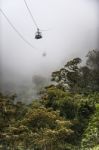 Tourists On Cable Chairlift Above The Jungle Of Ecuador Stock Photo