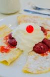 Pancake With Cream Stock Photo